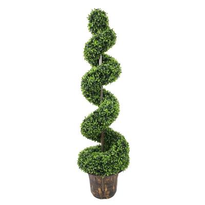 China Manufacturer Eco-friendly High Quality Artificial Spiral Topiary Tree For Garden Home Outdoor Decor for sale