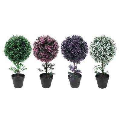 China Factory Wholesale Price Plastic Artificial Grass Topiary Boxwood Ball Greenery Bonsai Tree For Garden Decoration for sale