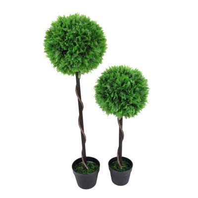 China Eco-Friendly Direct Plastic Topiary Plant Greenery Plant Artificial Grass Ball Tree Bonsai For Garden Decoration for sale