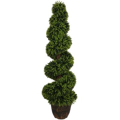 China High Quality Eco-Friendly Artificial Boxwood Bonsai Grass Spiral Tree For Outdoor Decoration for sale