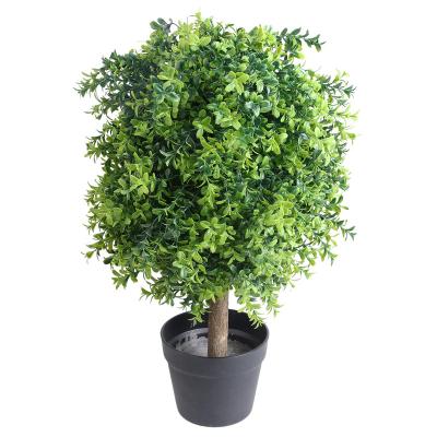 China Factory Wholesale Plastic Artificial Round Boxwood Grass Bonsai Ball Topiary Tree For Home Decor for sale