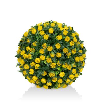 China Outdoo/indoor decoration wholesale rose yellow artificial hanging flower ball for garden home decoration for sale