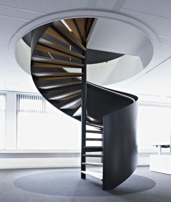 China Modern Custom Wooden Steel Staircase Modern Metal Spiral Staircase For Villa Home for sale