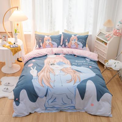 China Cartoon Designer Sheets for Girls Pink Bedding Sets Luxury Children Bedding Set 100% Cotton for sale