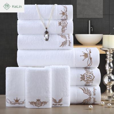 China hot sale 100% cotton custom embroidery logo luxury hotel face towel bath towel sets for sale