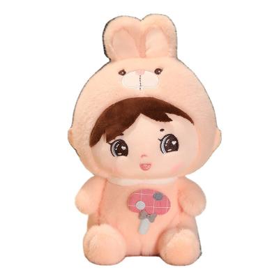 China Cute Fun Plush doll toy stuffed figure toy soft girl doll with rabbit hat custom plush doll cute gift decor for sale