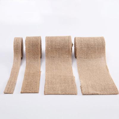 Chine 10 Yards Jute Burlap Ruban Plain Tissé coupé bords Burlap ruban de Noël à vendre