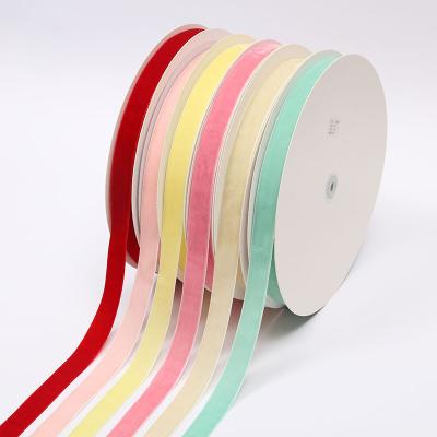 China 1 Inch Red Velvet Ribbon Wired Luxurious Light Blue Velvet Ribbon for sale