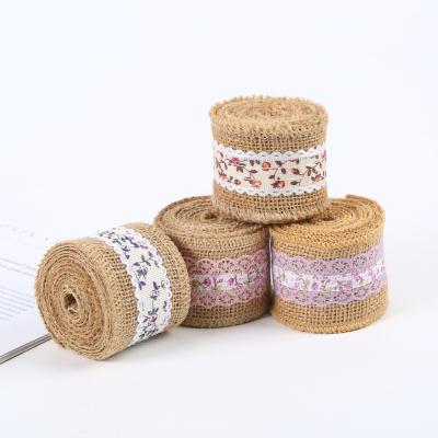 Cina 6.5cm Jute Burlap Ribbon Plain Satin Woven Edge 10 Yards Eco Friendly in vendita