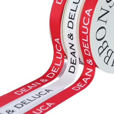 China Gepersonaliseerd logo Ink Printed Polyeater Grosgrain Ribbon voor cadeau verpakking Te koop