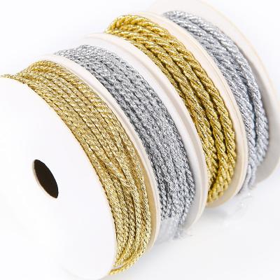 China Gold Silber geflochtenes Polyester Seil 5 mm dreisprungiges Seil zu verkaufen