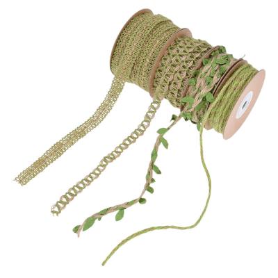 Chine Ruban de gazon vert foncé à feuilles 2 mm-15 mm*10y Ruban câblé de jute à vendre