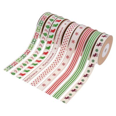 Cina 15 mm*3y Nastro regalo di Natale Nastro di cotone bianco stampato per i regali in vendita