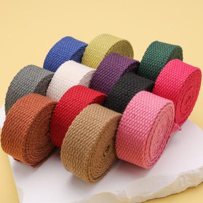 China 20mm-50mm Thickened Polyester Cotton Webbing School Bag Backpack Handbag Canvas Strap Solid Color Plain Weave Strap for sale