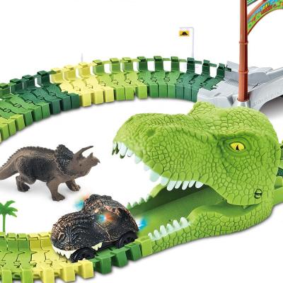 China Easy to Assemble Track World with Dinosaur Dinosaur Style Easy Assemble 144pcs Snake Racing Track Toy for sale