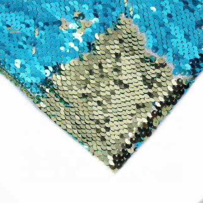 China Good Price Anti-Static 5mm Two Sided Flip Reversible Sequin Fabric Embroidery Applique Teal Sequin Fabric for sale