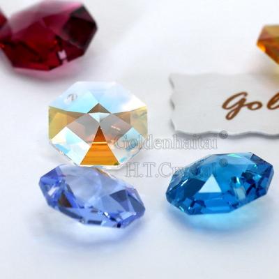 China Modern Decoration GOLDENHAITAI 14mm Original Good Quality One Hole Color K9 Crystal Glass Octagon Chandelier Beads Ornament Supplies for sale