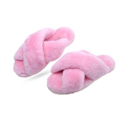 China 2021 Fashion Trend New Design Natural Brown Hairy Fluffy Soft Fur Slippers For Women Ladies for sale