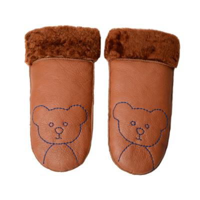 China Warm Genuine Leather Sheepskin Kids Lamb Gloves Comfortable Wool Gloves Mittens for sale