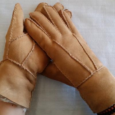 China 2021 breathable and comfortable sale warm sheepskin shearling 5 outdoor finger winter warm gloves for sale