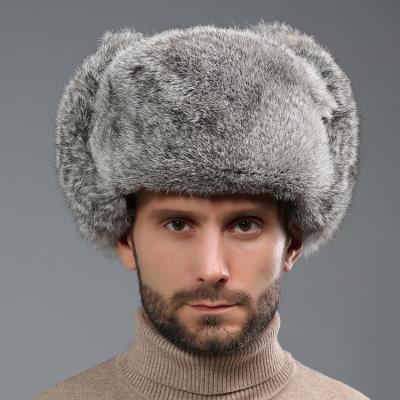 China breathable & Men's Mink Fur Trapper Cap Genuine Leather Men's Mink Fur Hat Waterproof Men's Ushanka Sheepskin Hunting Hat for sale