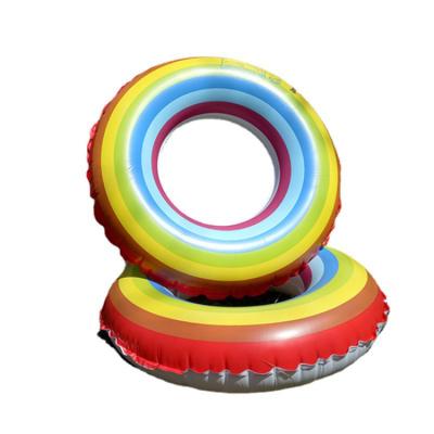 China Child's XXL-25 Wholesale Rainbow Pattern Thick Circle Pool Thick Float Swimming Inflatable Swim Rings for Kids and Adults for sale