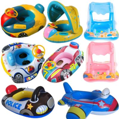 China New Baby Water Sport XXL-15 Swimming Float Lying Ring With Sunshade Car Model Inflatable Infant Floating Kids Swim Pool Circle Ba for sale