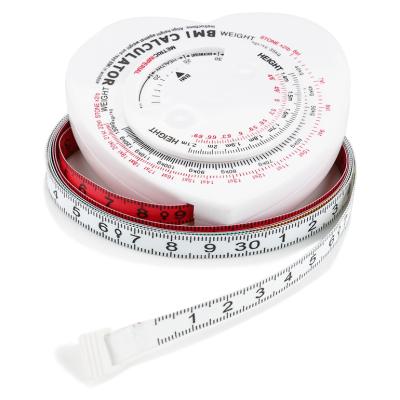 China Reteactable Smooth Compective Price Inches CM Accuracy Measuring Tape Bmi Medical Measuring Calculator for sale