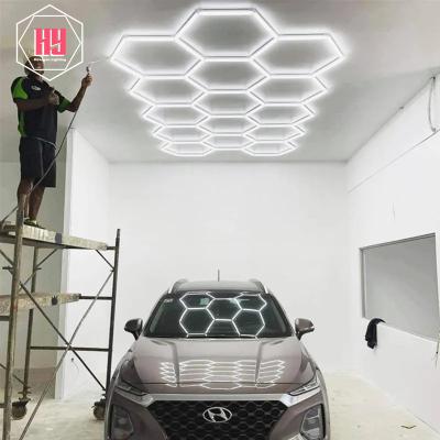 China +PC Aluminum Customized Hexagonal LED Light One-Step Free Installation For Garage Hexagon Light Car Detailing Polishing Lights for sale