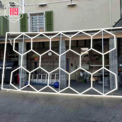 China Aluminum +PC Car Wash Led Hexagon Light Hex Garage Light Hexagon Ceiling Led Light for sale