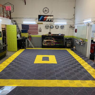 China Cheap High Strength Splicing Tile Flooring Anti-Slip Waterproof Wear-resistant Mat Pp Plastic Interlocking PVC Car Wash Room Flooring Garage for sale