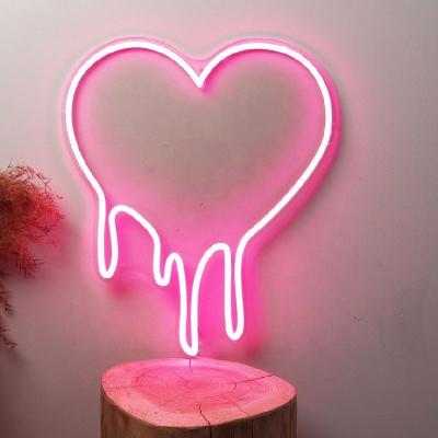 China HOME pink heart shape decoration wall mounted neon light for sale