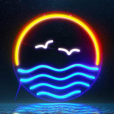 China Sunset Sunrise Neon Signs Wall Decor Sea Wave LED Light Room HOME Decor For Bedroom for sale