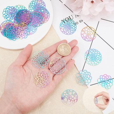 China Free Shipping Pandahall Flower 30pcs Multicolor Flat Round Filigree Joiners Binds STAS-UN0012-56 for sale