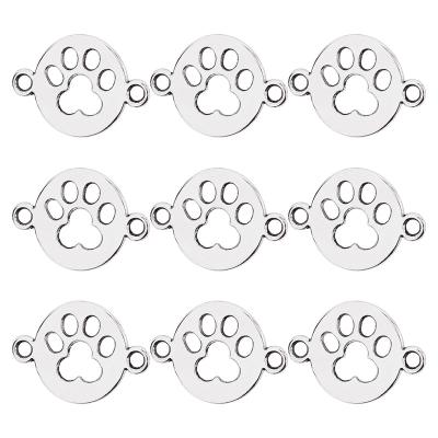 China Free Shipping Pandahall Alloy 150pcs Flat Round Dog Paw Print Connector Charms TIBE-CA0001-01AS for sale