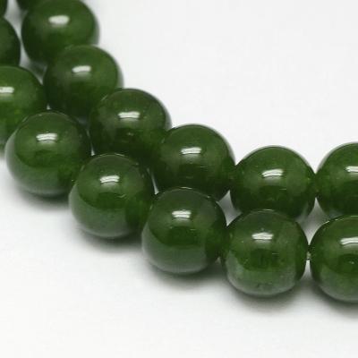 China PandaHall Stone 6mm Dyed Round Dark Green Natural Taiwan Jade Bead Strands for sale