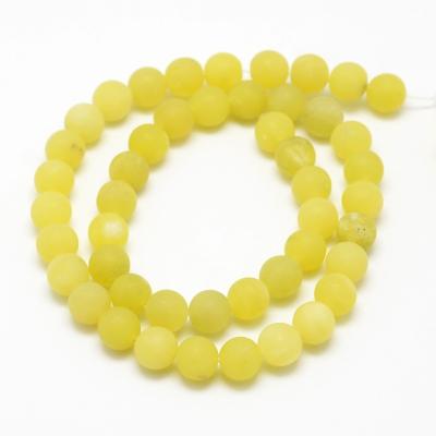 China PandaHall 8mm Stone Frosted Round Natural Lemon Jade Round Beads Strands for sale