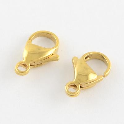 China 304 Stainless Steel Pandahall Manual Polishing Real 24K Gold Plated 304 Stainless Steel Parrot Trigger Clasps for sale