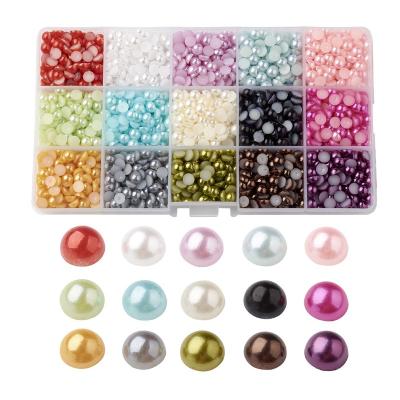 China ABS Plastic Pandahall 6mm Mixed Color Half Round Imitate Pearl ABS Plastic Cabochons for sale