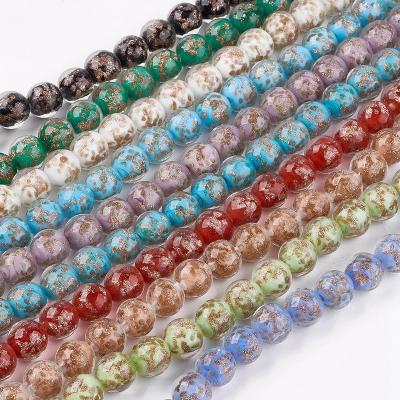 China Crystal Pandahall 11mm Series Mixed Color Handmade Gold Sand Lampwork Pearl for sale