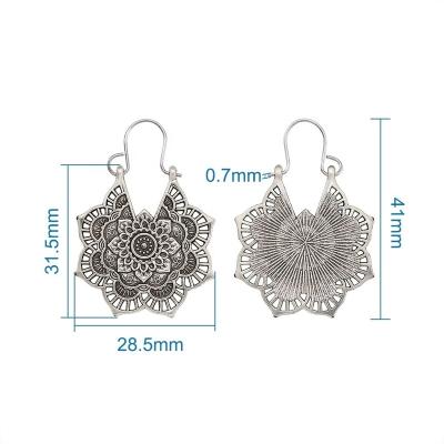 China No Retro PandaHall Flower Style Bohemian Alloy Dangle Circle Earrings Mandala Earrings for sale