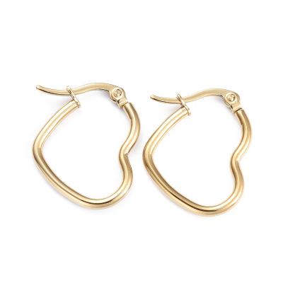 China None PandaHall 12 Gauge Stainless Steel Heart Circle Gold Hoop Earrings for sale