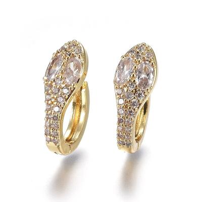 China PandaHall CLASSIC Micro Pave Clear Gold Brass Cubic Zircon Snake Circle Hoop Earrings for sale