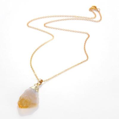 China PandaHall FASHIONABLE 18 inch natural raw rough citrine pendant necklaces for sale