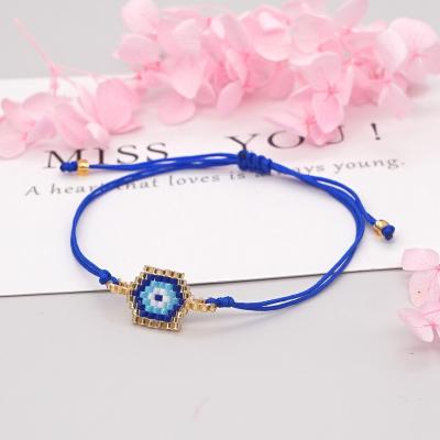 China PandaHall TRENDY 11 inch (28cm) Blue Hexagon with Eye GlassSeed Friendship Braided Bead Bracelet for sale