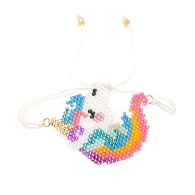 China PandaHall TRENDY 11 inch (28cm) Unicorn Friendship Miyuki Seed Braided Bead Bracelet for sale