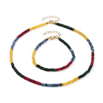 China PandaHall TRENDY Dyed Natural Malaysia Jade Beads Necklaces and Bracelets Jewelry Sets for sale