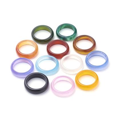 China PandaHall TRENDY Size 6~8 Mixed Color Natural Agate Rings for sale