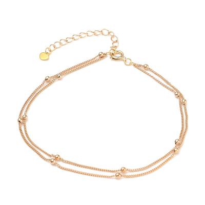 China Pandahall FASHIONABLE Brass Restraint Chains Heart Charms Double Layer Anklets for sale