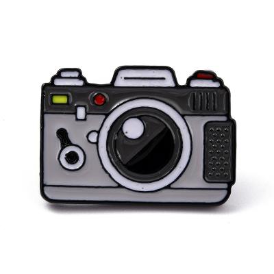 China Black Alloy+Enamel Pandahall Electrophoresis Camera Alloy Cute Enamel Pins for sale